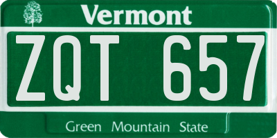 VT license plate ZQT657