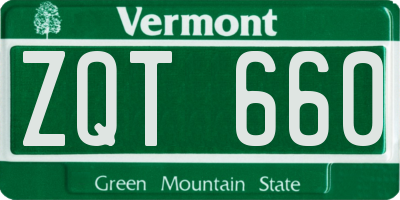 VT license plate ZQT660