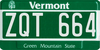 VT license plate ZQT664