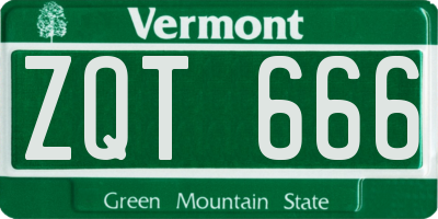 VT license plate ZQT666