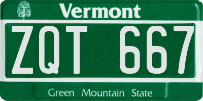 VT license plate ZQT667