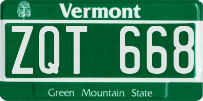 VT license plate ZQT668