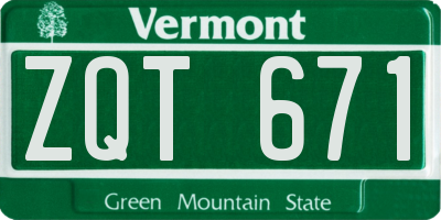 VT license plate ZQT671