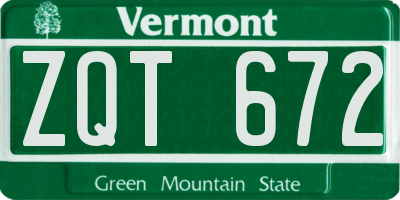 VT license plate ZQT672
