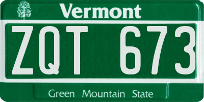 VT license plate ZQT673