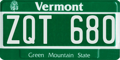 VT license plate ZQT680