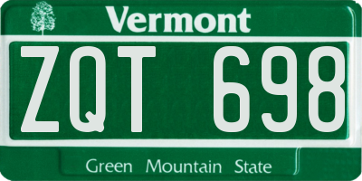 VT license plate ZQT698