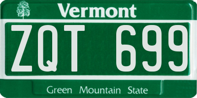 VT license plate ZQT699
