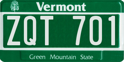 VT license plate ZQT701