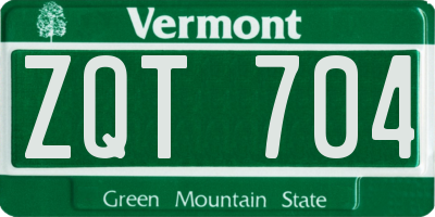 VT license plate ZQT704