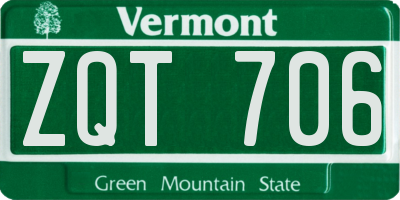 VT license plate ZQT706