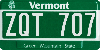 VT license plate ZQT707