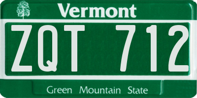 VT license plate ZQT712
