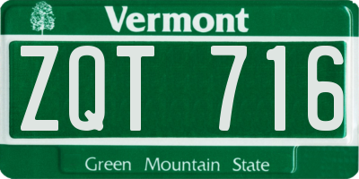VT license plate ZQT716