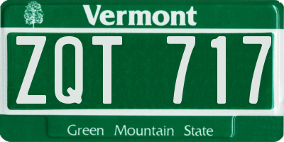 VT license plate ZQT717