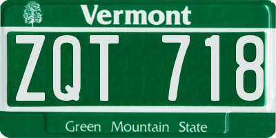 VT license plate ZQT718