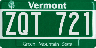 VT license plate ZQT721