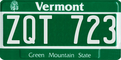 VT license plate ZQT723