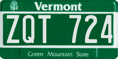 VT license plate ZQT724