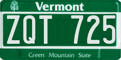 VT license plate ZQT725
