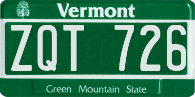 VT license plate ZQT726
