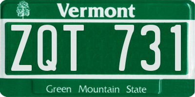 VT license plate ZQT731
