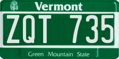 VT license plate ZQT735