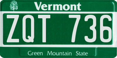 VT license plate ZQT736
