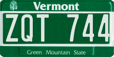 VT license plate ZQT744