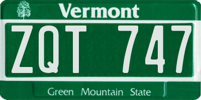 VT license plate ZQT747