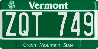 VT license plate ZQT749