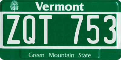 VT license plate ZQT753