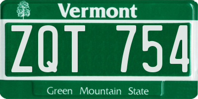 VT license plate ZQT754