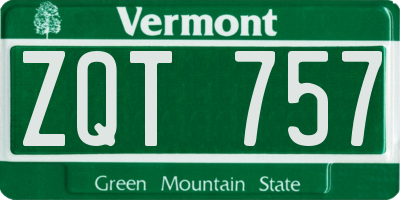 VT license plate ZQT757