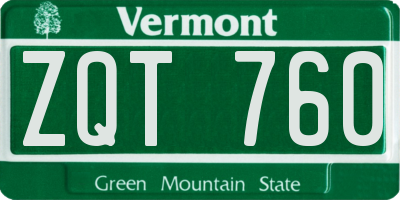 VT license plate ZQT760
