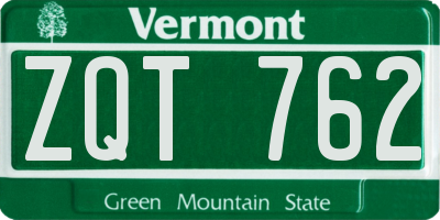 VT license plate ZQT762