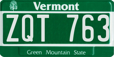 VT license plate ZQT763