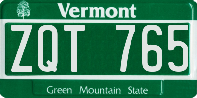 VT license plate ZQT765