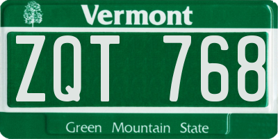 VT license plate ZQT768