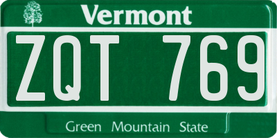 VT license plate ZQT769
