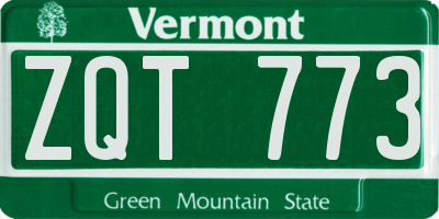 VT license plate ZQT773