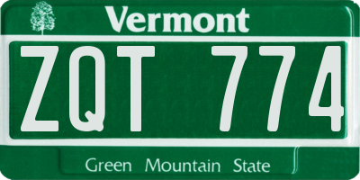 VT license plate ZQT774