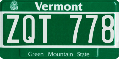 VT license plate ZQT778