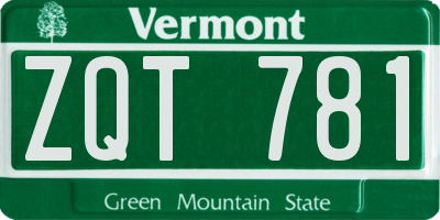 VT license plate ZQT781