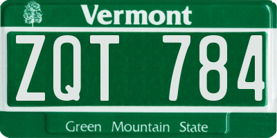 VT license plate ZQT784