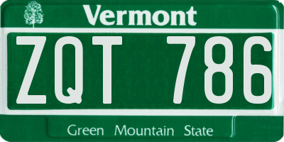VT license plate ZQT786