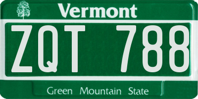 VT license plate ZQT788