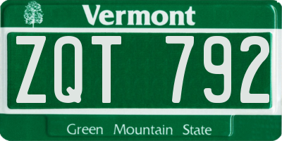 VT license plate ZQT792