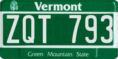 VT license plate ZQT793