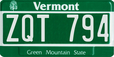 VT license plate ZQT794